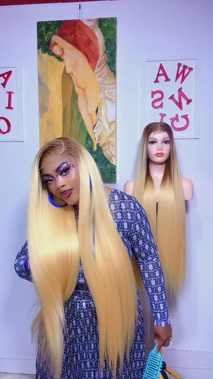 40" Blond Bone Straight Lookalike